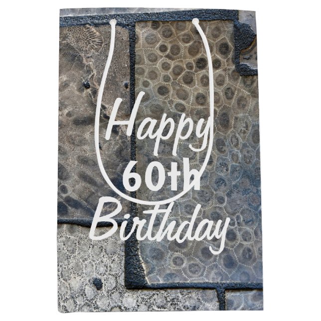 Michigan Petoskey Stone 60th Birthday Medium Gift Bag (Front)