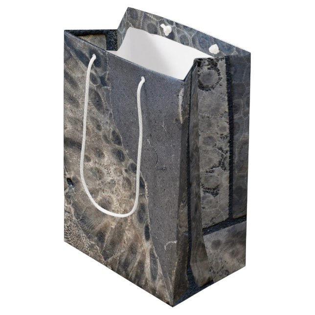 Michigan Petoskey Stone Design  Medium Gift Bag (Front Angled)