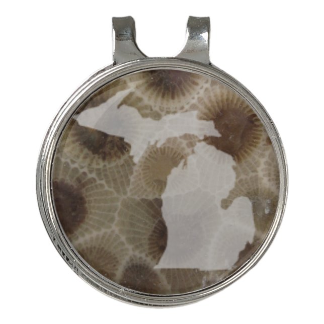 Michigan Petoskey Stone Golf Hat Clip (Front)