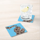 Michigan Petoskey Stone, Great Lakes mitten  Square Paper Coaster