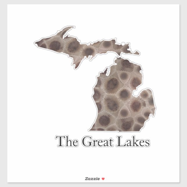 Michigan Petoskey Stone, Great Lakes mitten  Sticker (Sheet)