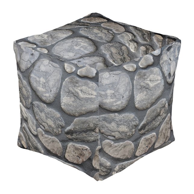 Michigan Petoskey Stones Pouf (Angled Back)