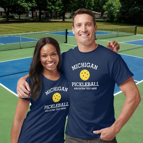 Michigan Pickleball Add Club Partner Name Custom T_Shirt