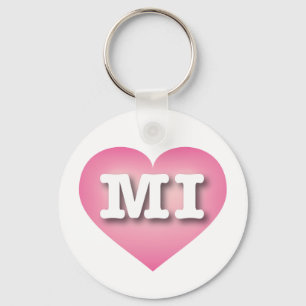 MIchigan Pink Fade Heart - I love MI Keychain