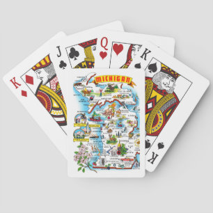 Michigan Postcard Map Playing Cards