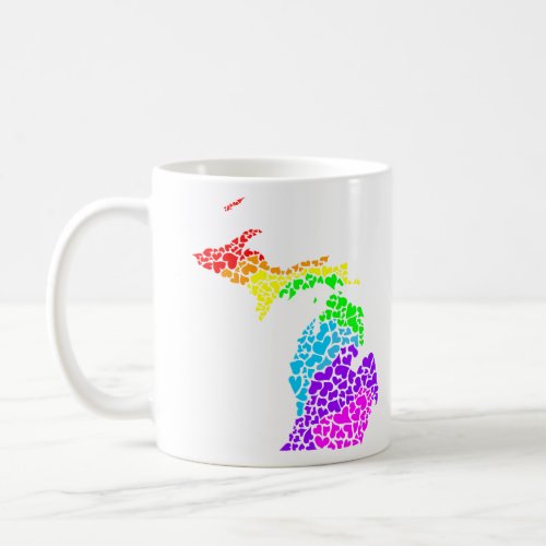 michigan pride  rainbow hearts coffee mug