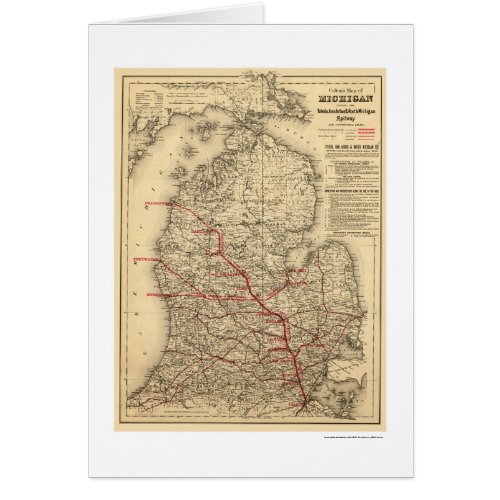 Michigan Railroad Train Map 1886