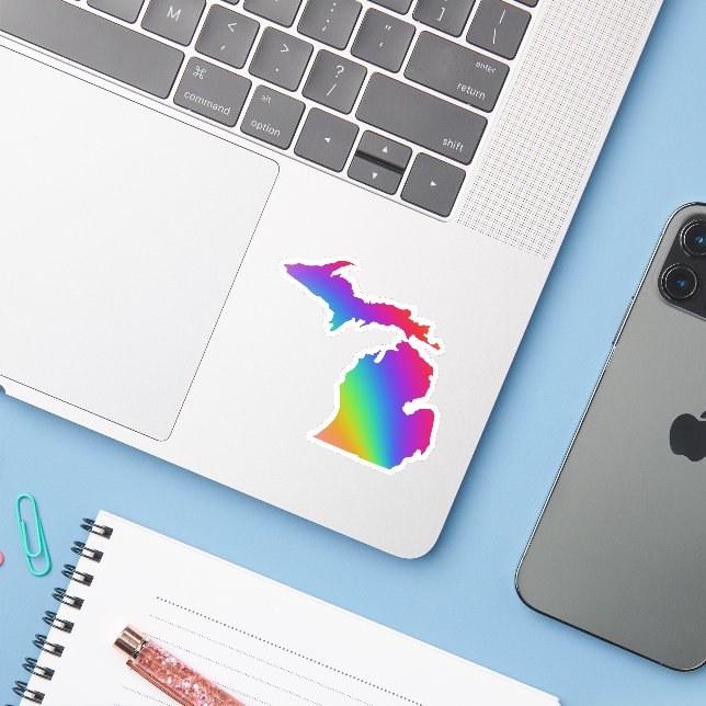 Michigan Rainbow colors | Great Lake state Sticker (Laptop w/ iPhone)