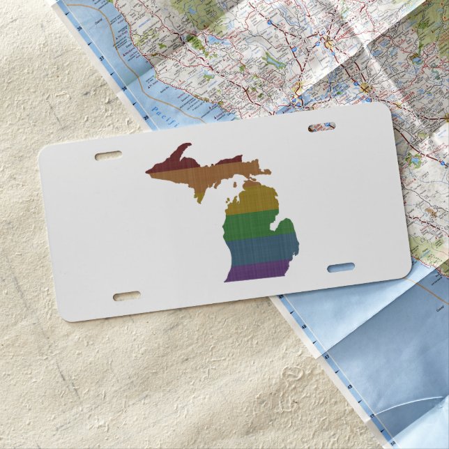 Michigan Rainbow Gay Pride License Plate (In Situ)