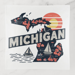 Michigan Retro Silhouette Trinket Tray