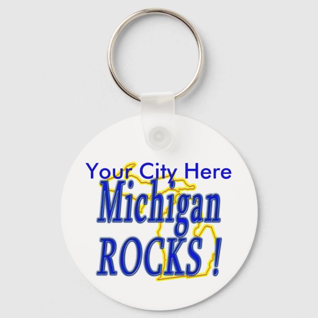 Michigan Rocks ! Keychain (Front)