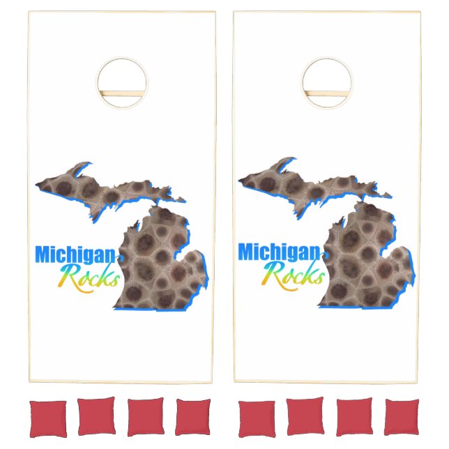 Michigan rocks | Petoskey stone pattern     Cornhole Set (Set)