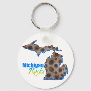 Michigan rocks   Petoskey stone pattern     Keychain