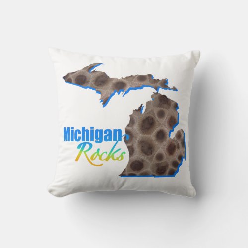 Michigan rocks  Petoskey stone pattern     Throw Pillow
