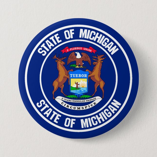 Michigan Round Emblem Button (Front)