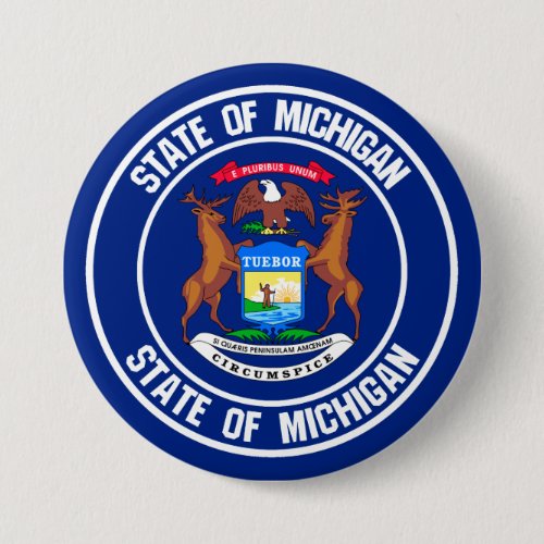 Michigan Round Emblem Button