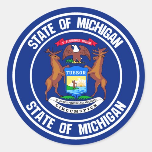 Michigan Round Emblem Classic Round Sticker