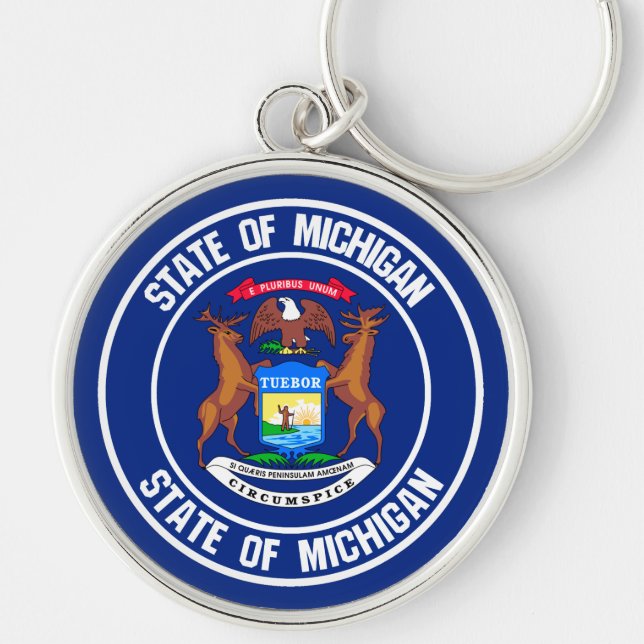 Michigan Round Emblem Keychain (Front)
