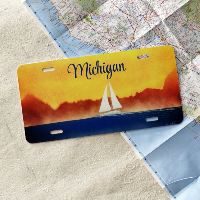 Michigan Sailing License Plate (In Situ)