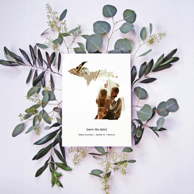 Michigan Save the Date Photo Card (Michigan Save the Date)