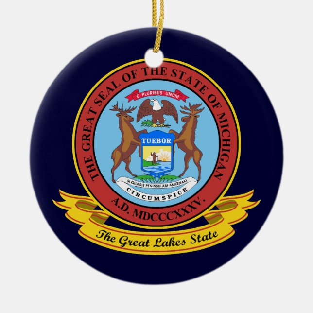Michigan Seal Ceramic Ornament (Front)