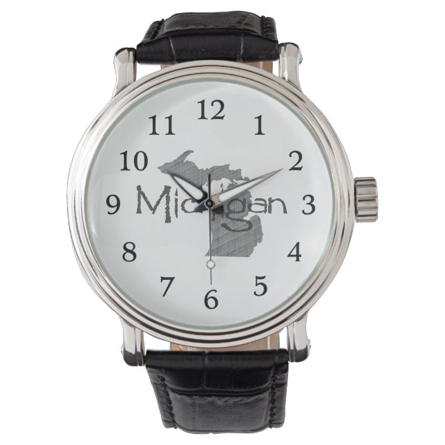Michigan Shaped Grey Chalkboard Background Watch (Front)