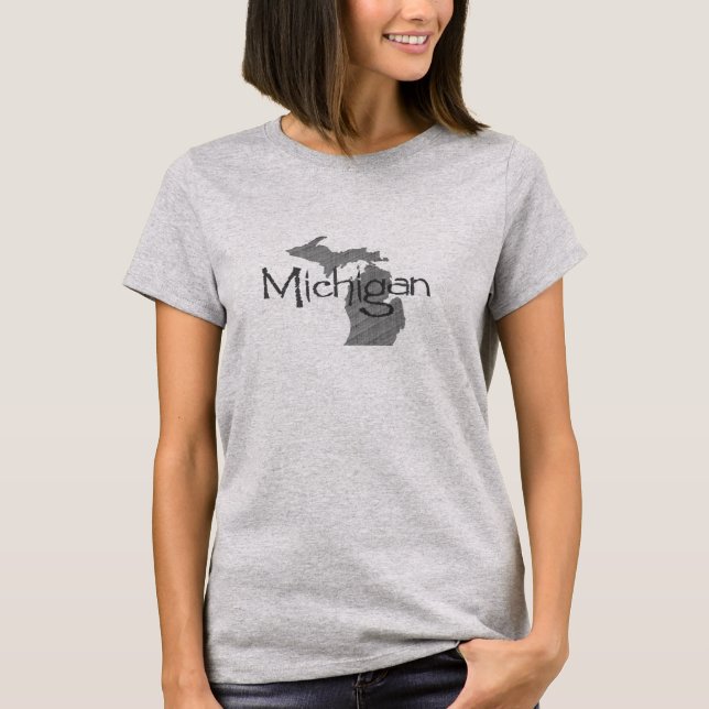 Michigan Shaped Vintage Michigander Chalkboard T-Shirt (Front)