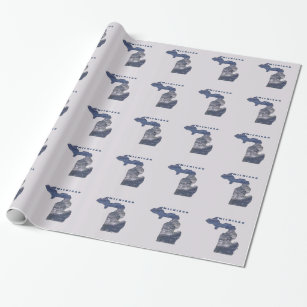Michigan Shaped Waves Wrapping Paper