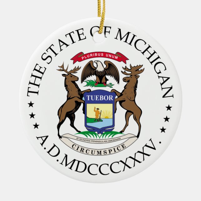 Michigan sign ceramic ornament (Front)