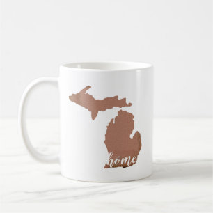 Michigan Silhouette Copper White Home Coffee Mug