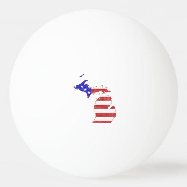 Michigan Silhouette Map Shaped American Flag Ping-Pong Ball (Front)