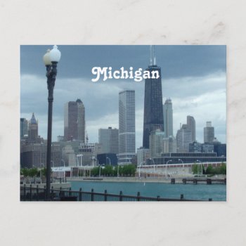 Michigan Skyline Postcard by GoingPlaces at Zazzle