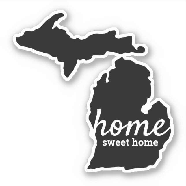 Michigan Solid Black Silhouette Home Sweet Home Sticker (Front)