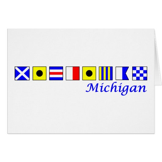 Michigan spelled in nautical flag alphabet cards (Front Horizontal)