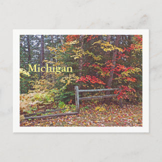"MICHIGAN"/SPLIT RAIL FENCE AND AUTUMN COLORS" POSTCARD