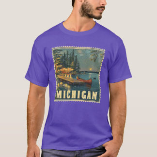 Michigan Stamp State Distressed Vintage United Sta T-Shirt