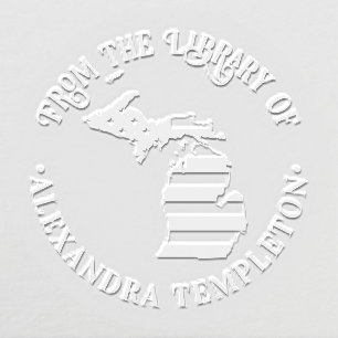 Michigan Stars Stripes State Map Library Book Name Embosser