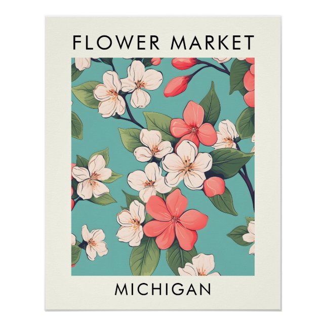 Michigan State Apple Blossom Flower Market  Poster (Front)