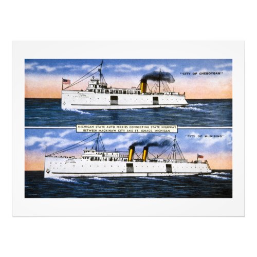 Michigan State Auto Ferries Postcard Photo Print
