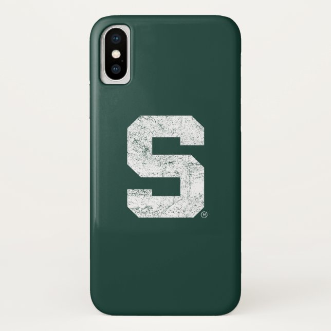 Michigan State Block S Distressed Case-Mate iPhone Case (Back)