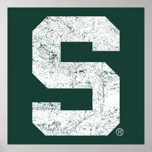 Michigan State Block S Distressed Poster
