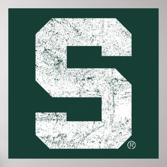 Michigan State Block S Distressed Poster | Zazzle.com