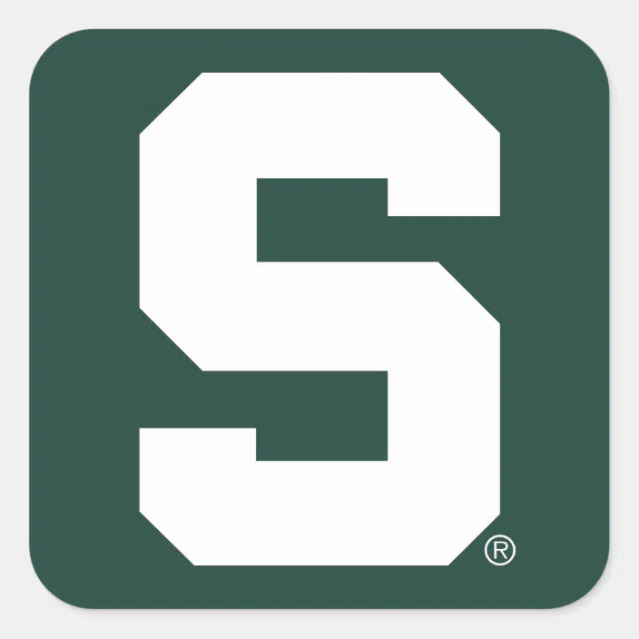 Michigan State Block S Square Sticker Zazzle Com