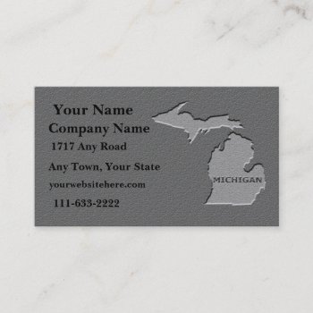 Michigan State Business Card  Carved Stone Look by dbvisualarts at Zazzle