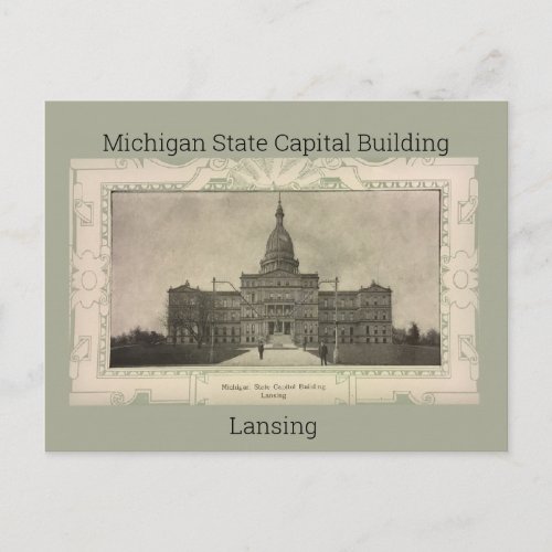 Michigan State Capital Building Postcard 1908