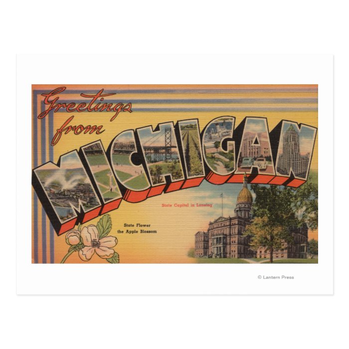 Michigan (State Capital/Flower) Post Cards