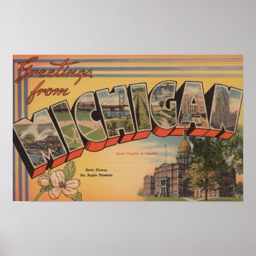 Michigan State CapitalFlower Poster