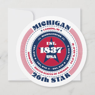 Michigan State Circular Typography Flat Card