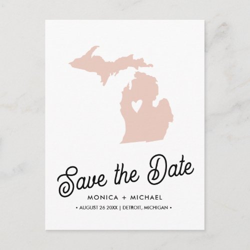 MICHIGAN State Destination Wedding ANY COLOR  Announcement Postcard