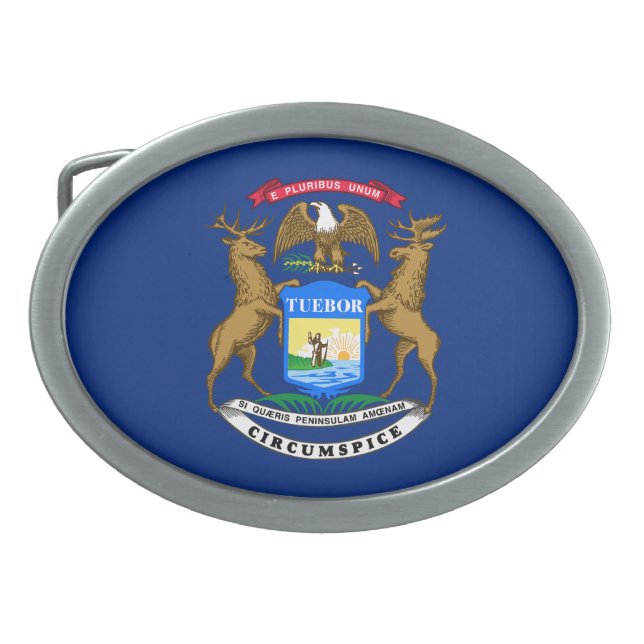 Michigan State Flag Belt Buckle (Front)